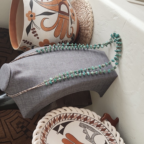Gorgeous Native American Santo Domingo Double Strand Turquoise 31" Necklace 💚💙 - Picture 13 of 13